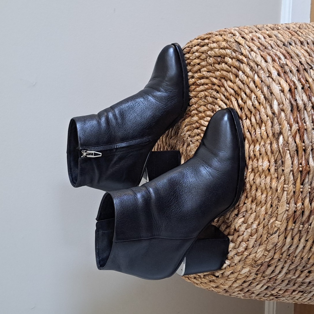 Alexander Wang Womens Luxury Gabi Black Leather Ankle Booties‎ Zip EU39/US8.5